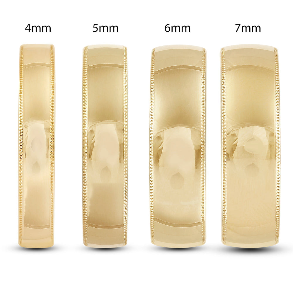 Men's Milgrain Medium Edge Comfort Fit Band with 18KT Yellow Gold / 7 Cut Diamond in 14KT Yellow Gold / 7 view 5
