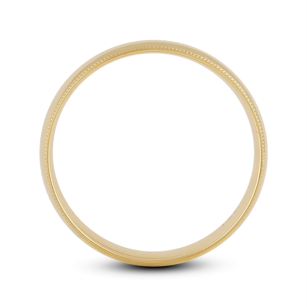 Men's Milgrain Medium Edge Comfort Fit Band with 18KT Yellow Gold / 7 Cut Diamond in 14KT Yellow Gold / 7 view 2
