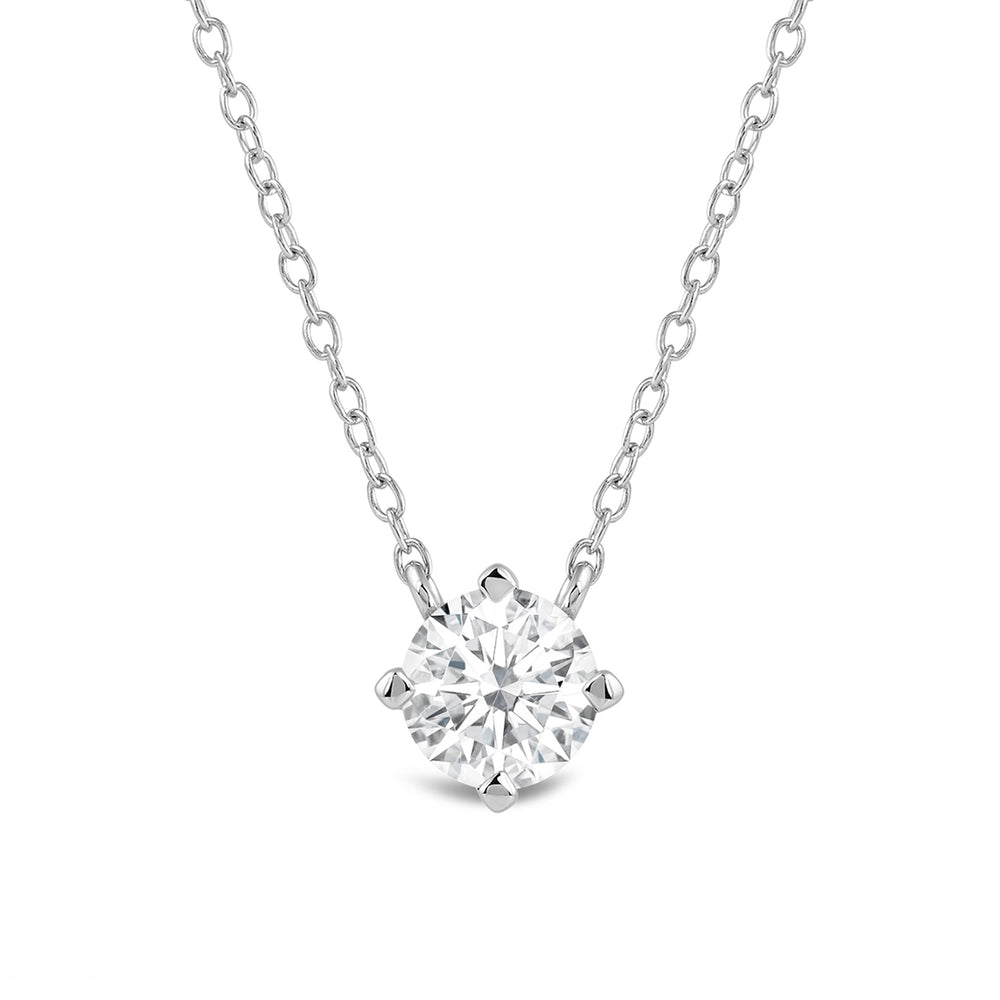 Kite Set Round Lab Created Diamond Solitaire Pendant with 14KT White Gold / Lab / 1/2 Cut Diamond in 14KT White Gold / Lab / 1/2 view 4
