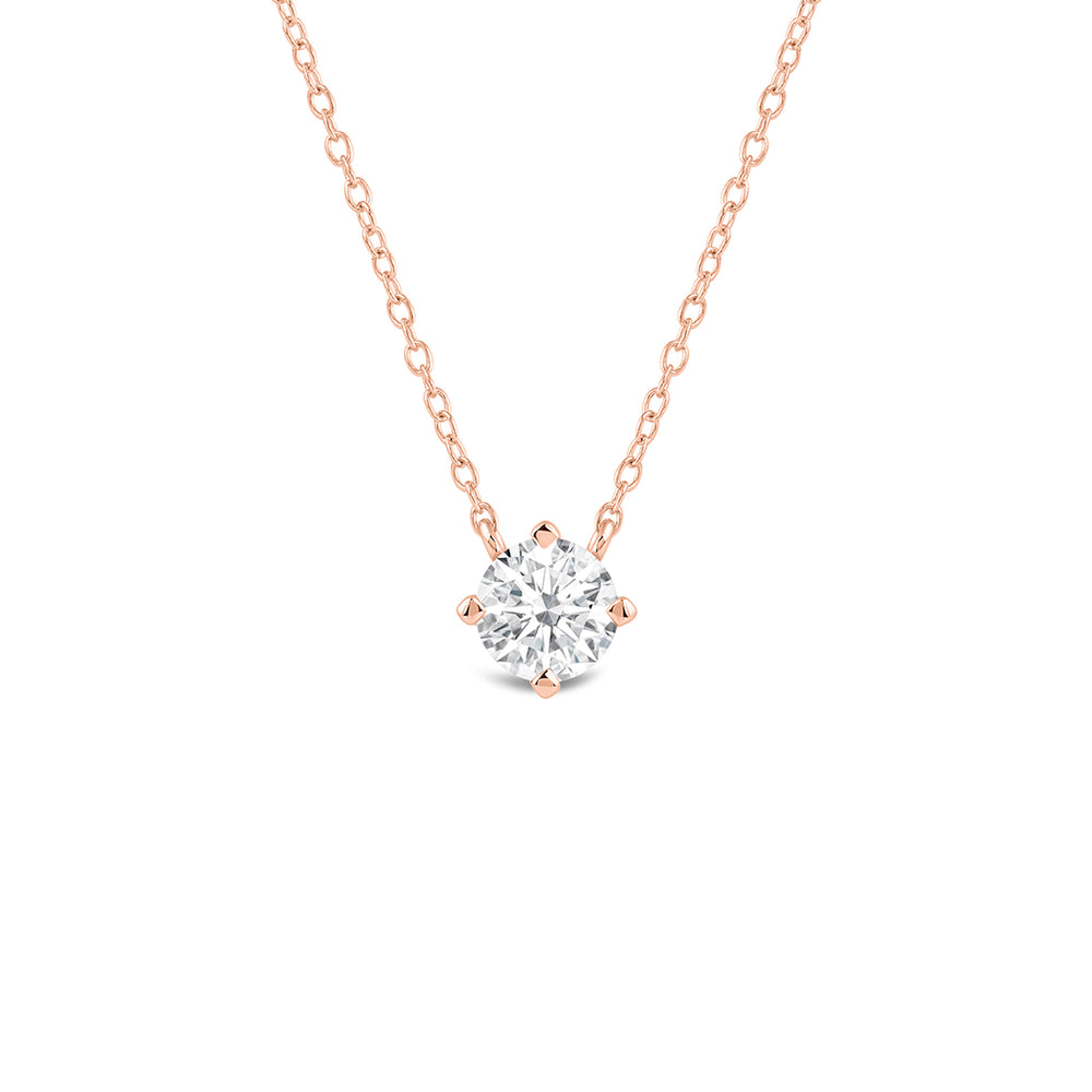 Kite Set Round Lab Created Diamond Solitaire Pendant with 14KT Rose Gold / Lab / 1/2 Cut Diamond in 14KT Rose Gold / Lab / 1/2 view 1
