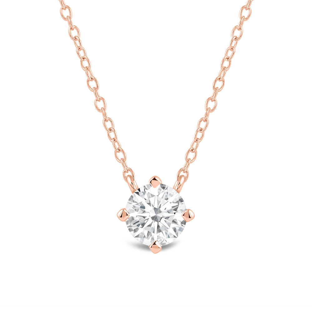 Kite Set Round Lab Created Diamond Solitaire Pendant with 14KT Rose Gold / Lab / 1/2 Cut Diamond in 14KT Rose Gold / Lab / 1/2 view 4
