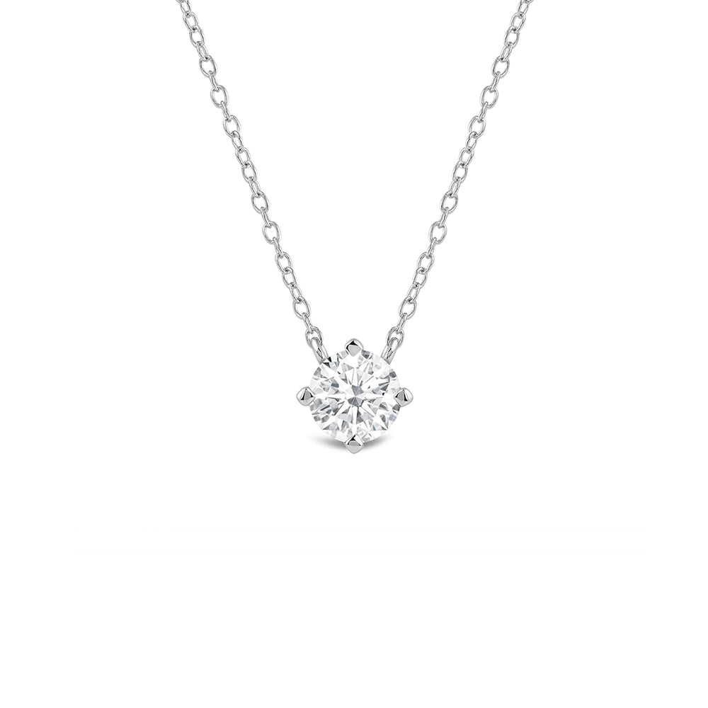 Kite Set Round Lab Created Diamond Solitaire Pendant with 14KT White Gold / Lab / 1/2 Cut Diamond in 14KT White Gold / Lab / 1/2 view 1
