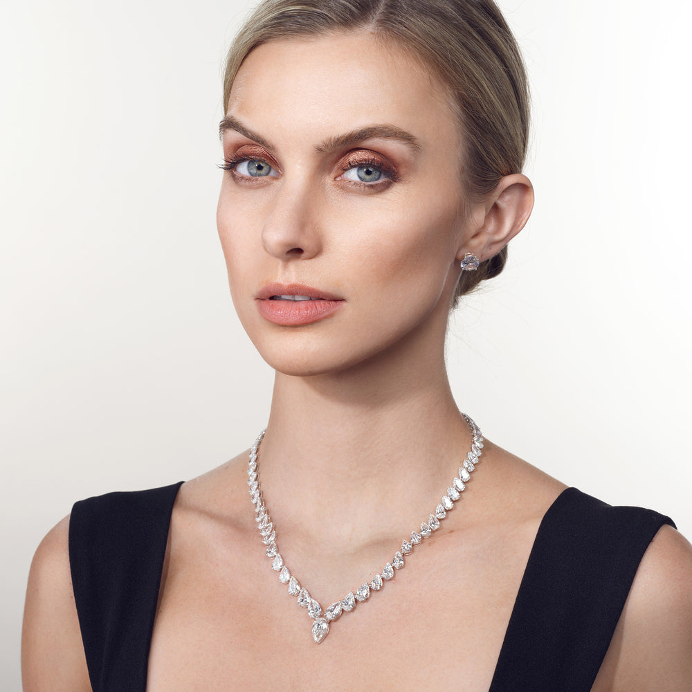 The Bradford Necklace with 18KT White Gold / Lab / 30 Cut Diamond in 14KT White Gold / Lab / 30 view 5
