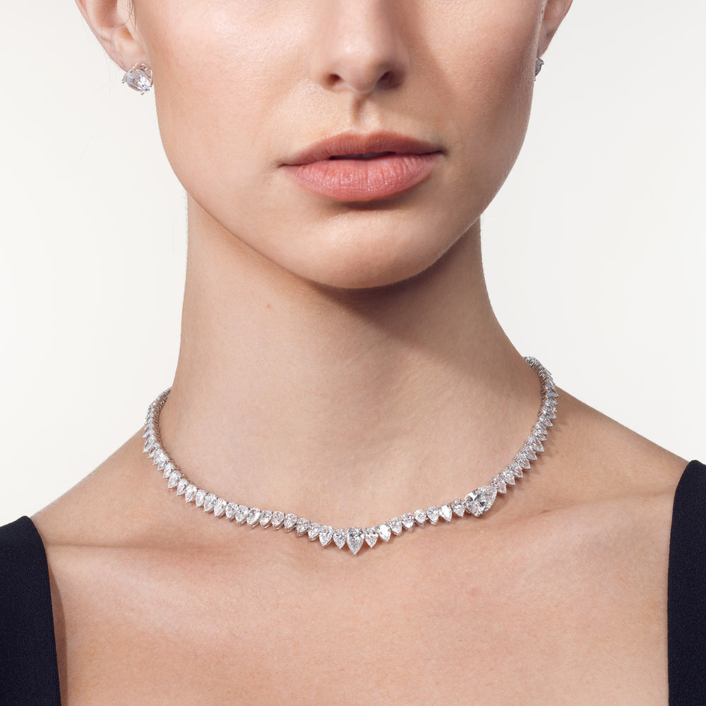 The Kensett Necklace with 18KT White Gold / Lab / 36 1/5 Cut Diamond in 14KT White Gold / Lab / 36 1/5 view 4
