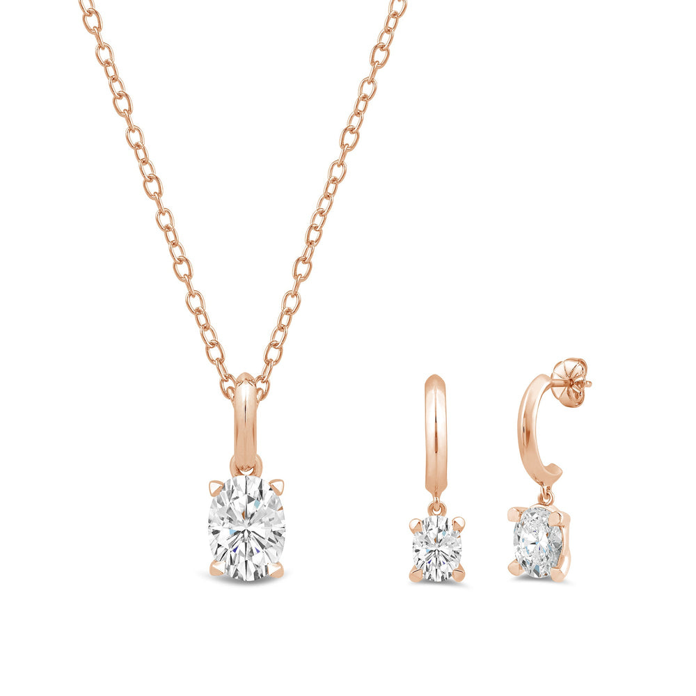 The Drop Oval Set with 2 1/2 Cut Diamond in 14KT Rose Gold view 1
