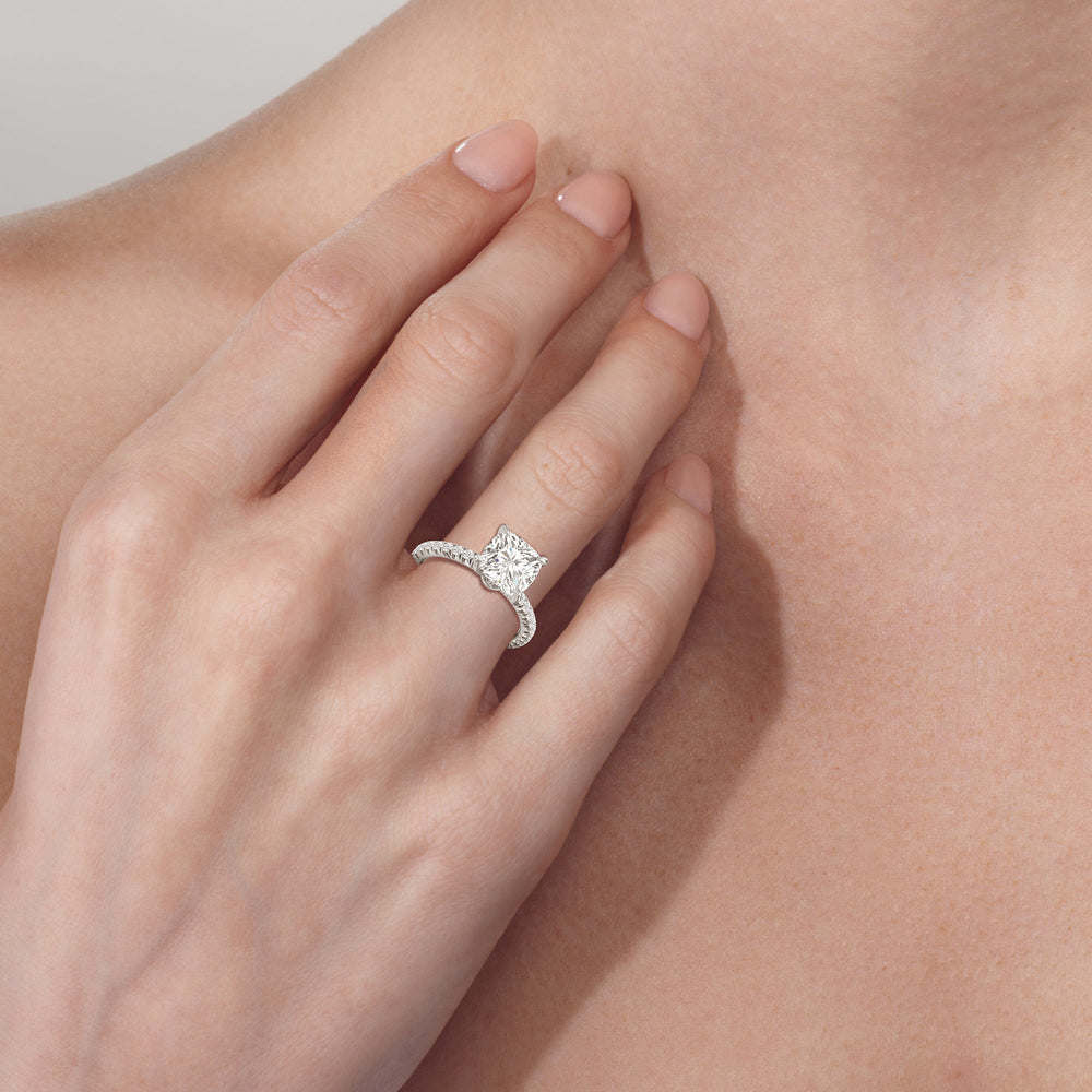 Model Wearing 4.00ct Round W Icon Engagement Ring view