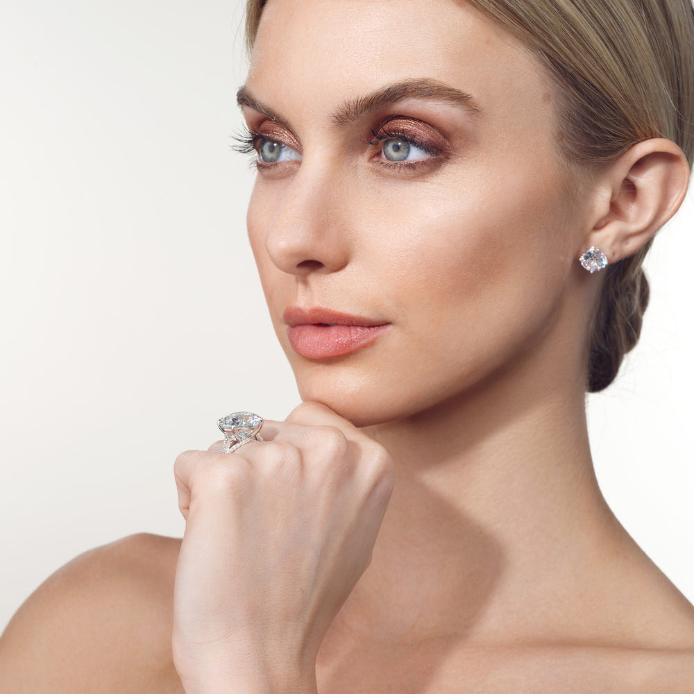 Model Wearing The Watteau Ring with Lab Grown Diamond view