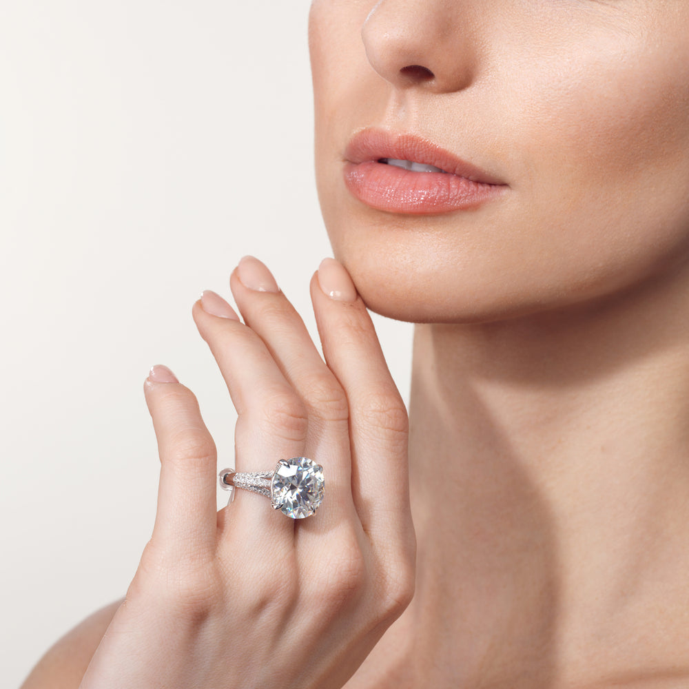 Model Wearing The Watteau Ring with Lab Grown Diamond view