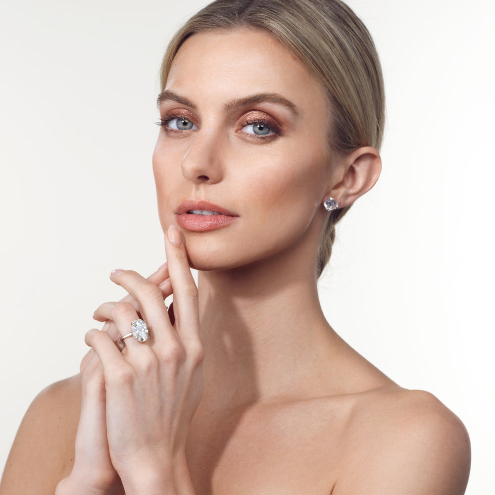 Model Wearing The Delacroix Ring with Lab Grown Diamond view