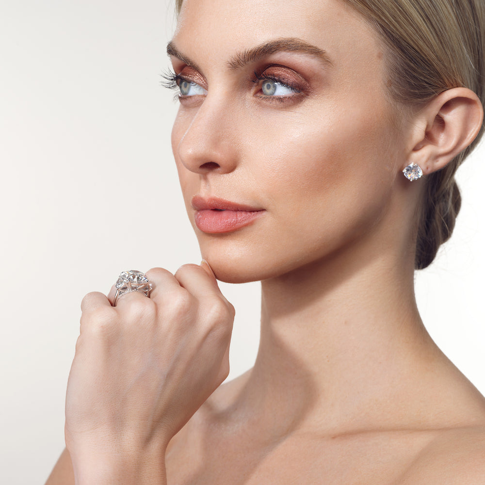 Model Wearing The Rosenstein Ring with Lab Grown Diamond view
