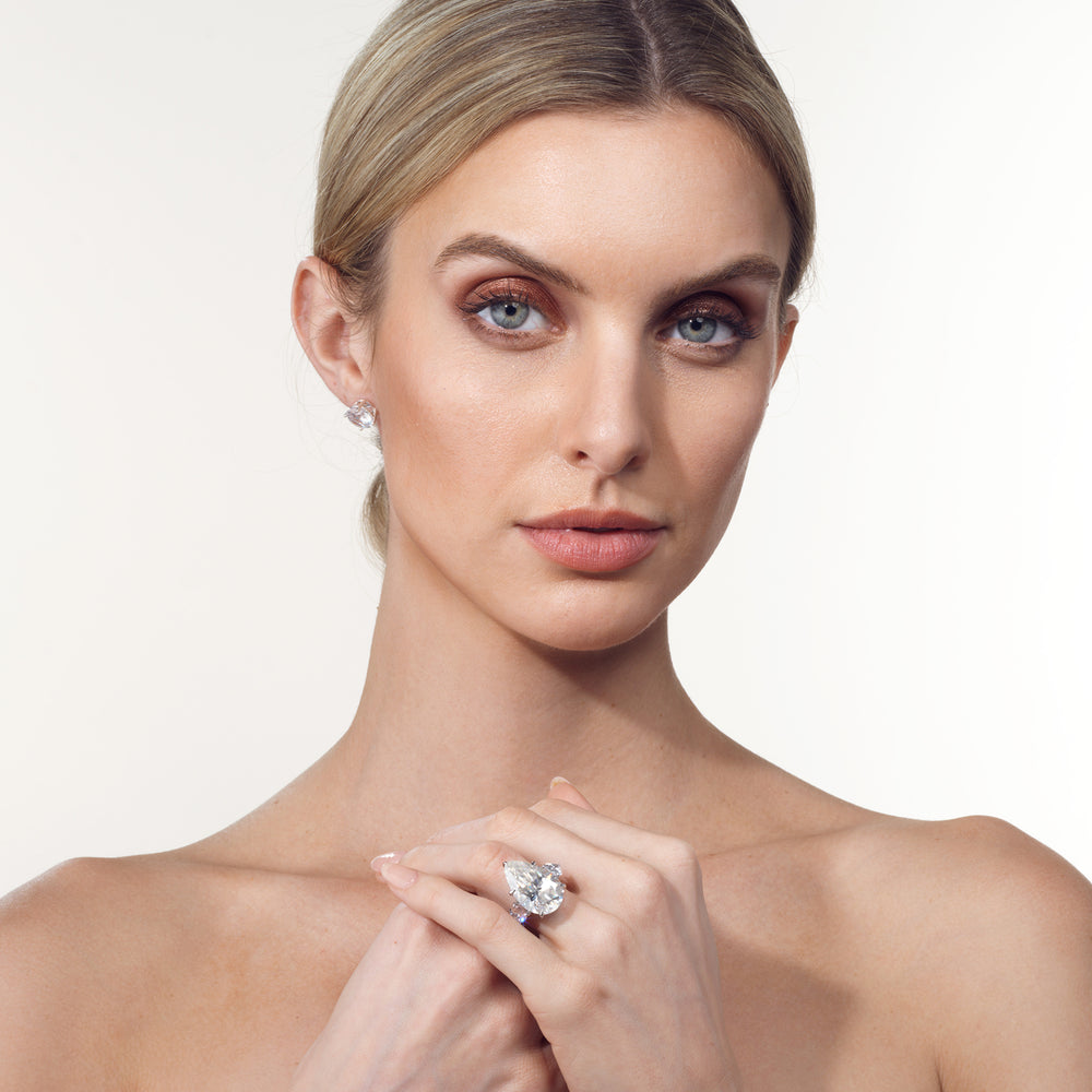 Model Wearing The Goya Ring with Lab Grown Diamond view