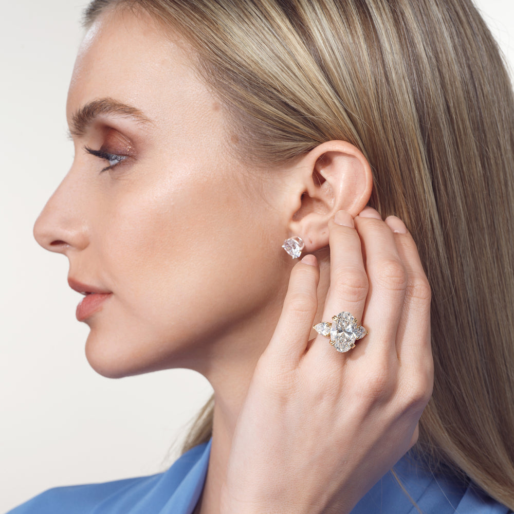 Model Wearing The Matisse Ring with Lab Grown Diamond view