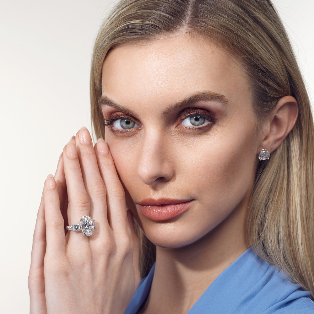 Model Wearing The Giotto Ring with Lab Grown Diamond view