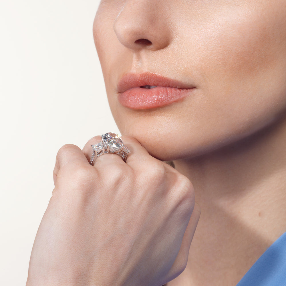 Model Wearing The Giotto Ring with Lab Grown Diamond view