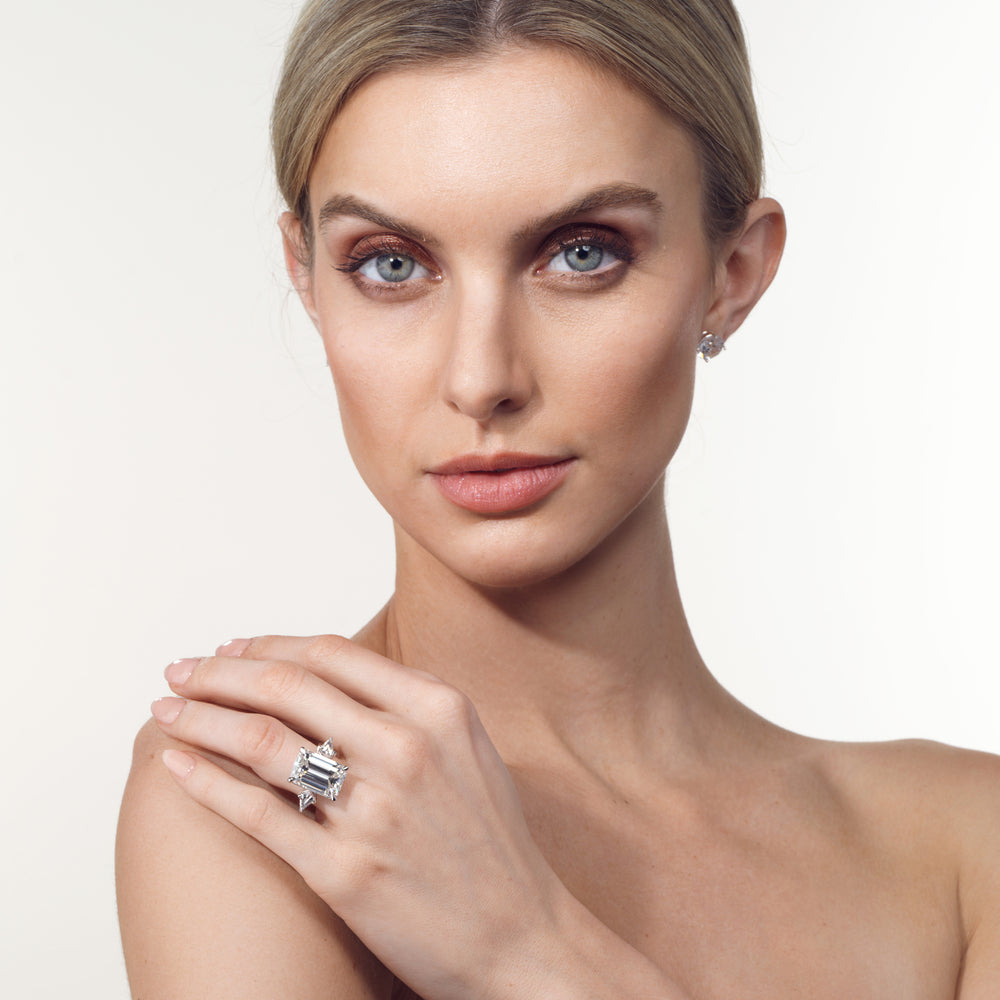 Model Wearing The Miró Ring with Lab Grown Diamond view