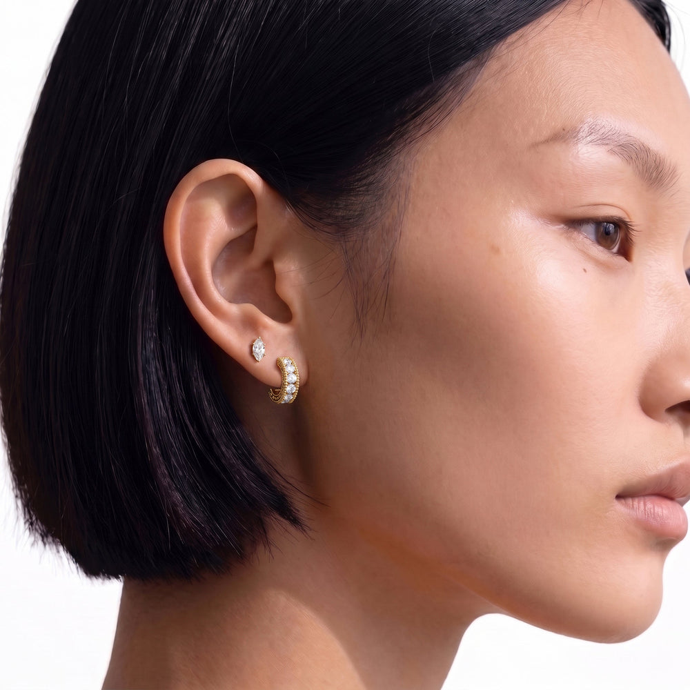 The Seraphine Hoops with 14KT White Gold / Lab / 1 Cut Diamond in 14KT White Gold / Lab / 1 view 4

