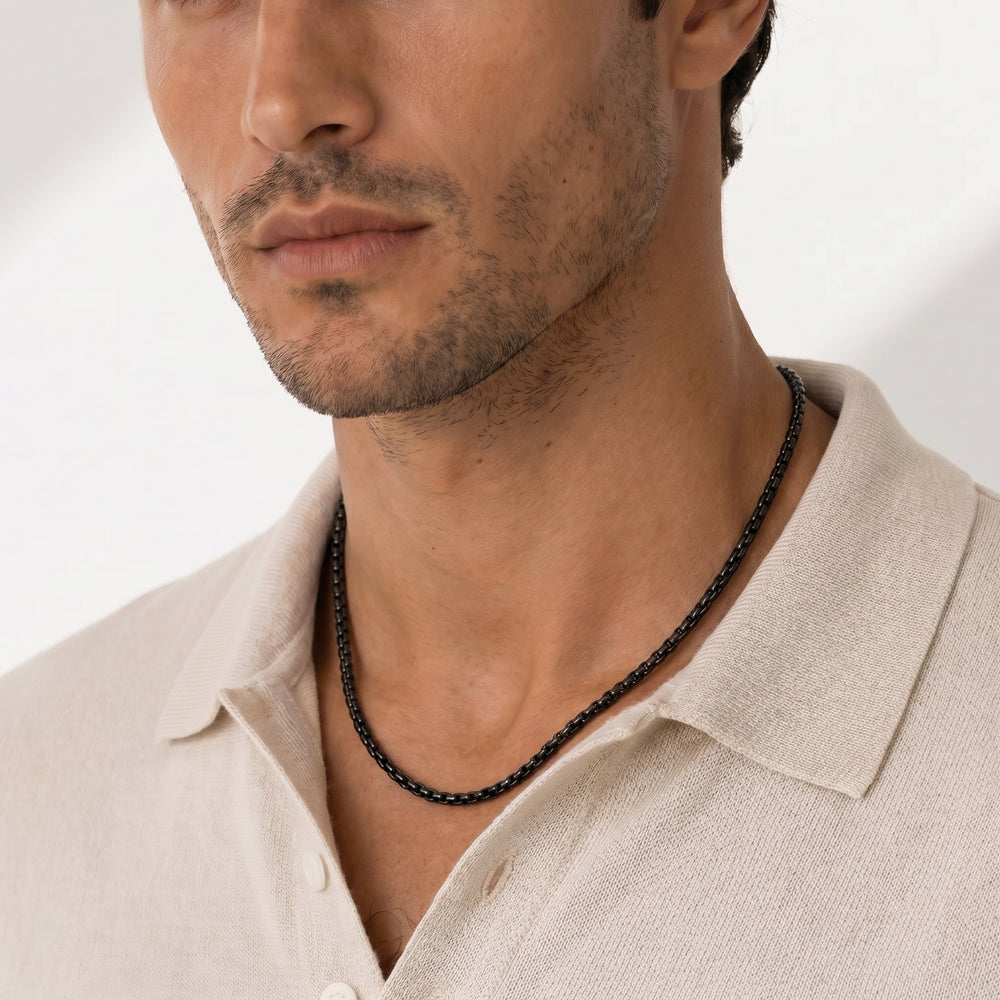 The Apex Chain Necklace with Black Titanium Cut Diamond in 14KT Black Titanium view 2
