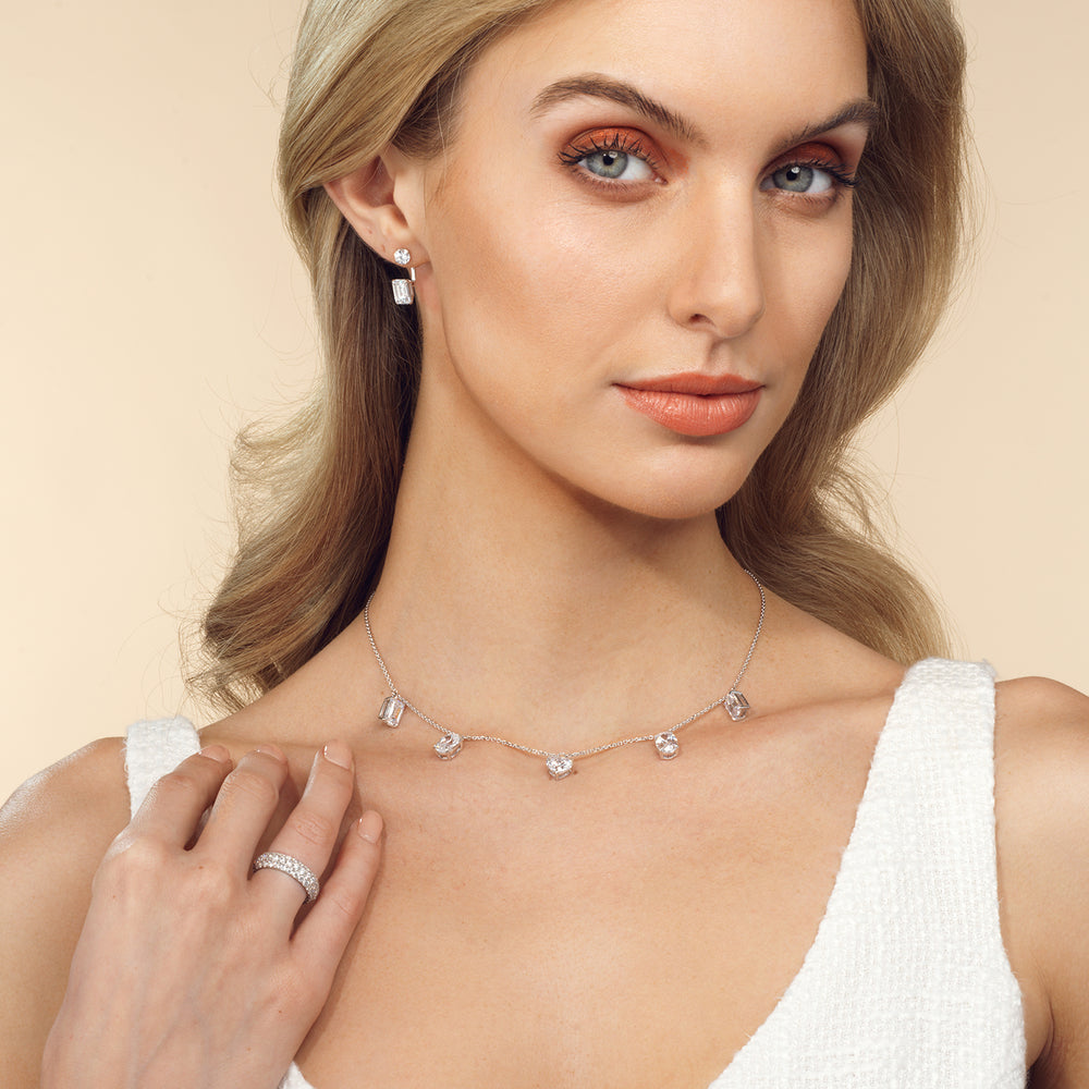 Multi Shape Station Diamond Necklace with 14KT Yellow Gold / Lab / 7 1/2 Cut Diamond in 14KT Yellow Gold / Lab / 7 1/2 view 4
