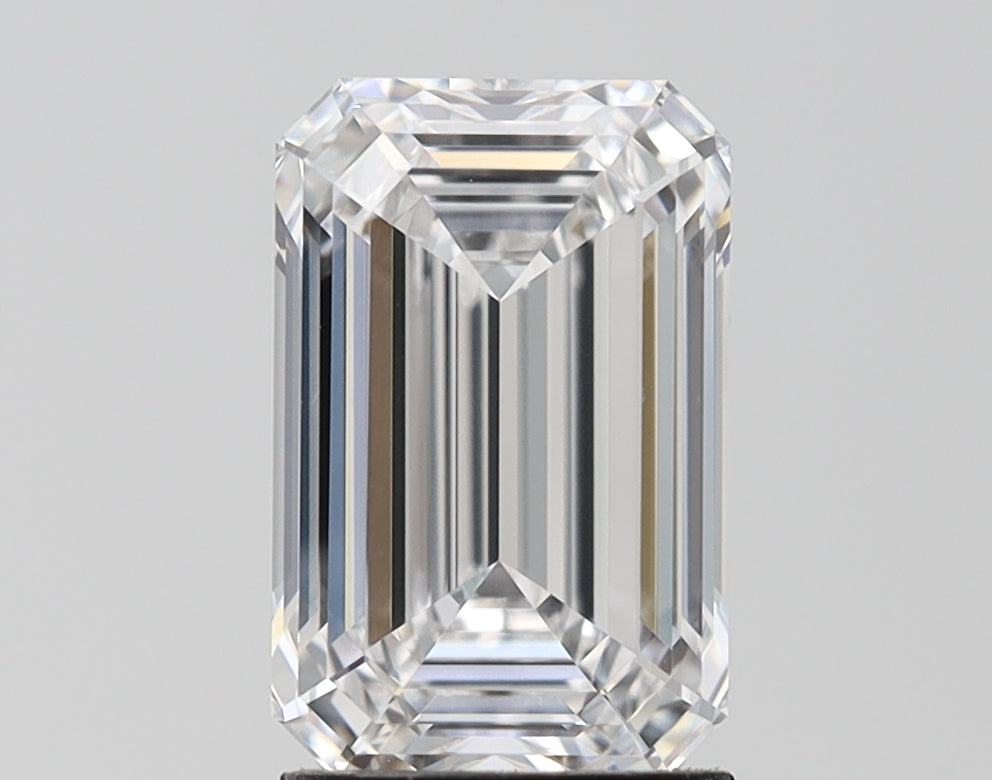 3.05 Carat Emerald Lab Diamond with  Cut Diamond in 14KT  view 1
