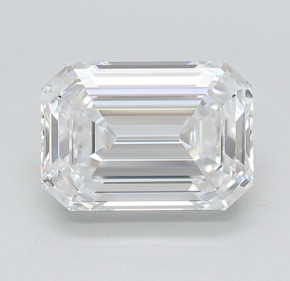 3.51 Carat Emerald Lab Diamond with  Cut Diamond in 14KT  view 1

