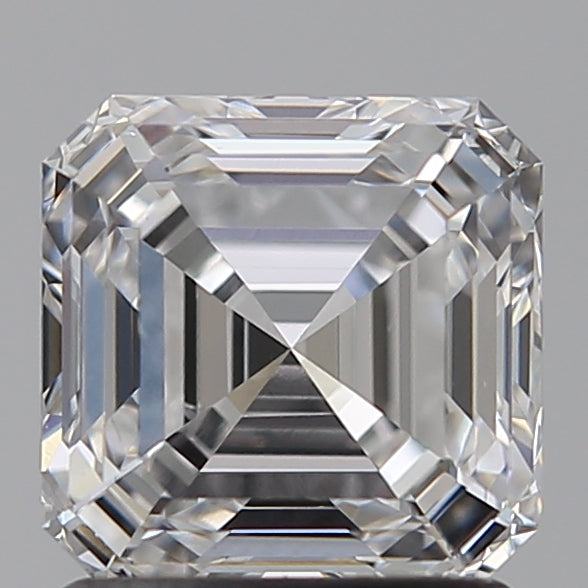 1.51 Carat Asscher Lab Diamond with  Cut Diamond in 14KT  view 1
