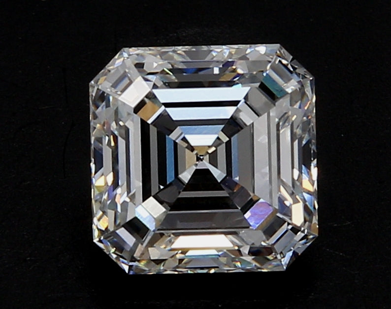 5.06 Carat Asscher Lab Diamond with  Cut Diamond in 14KT  view 1
