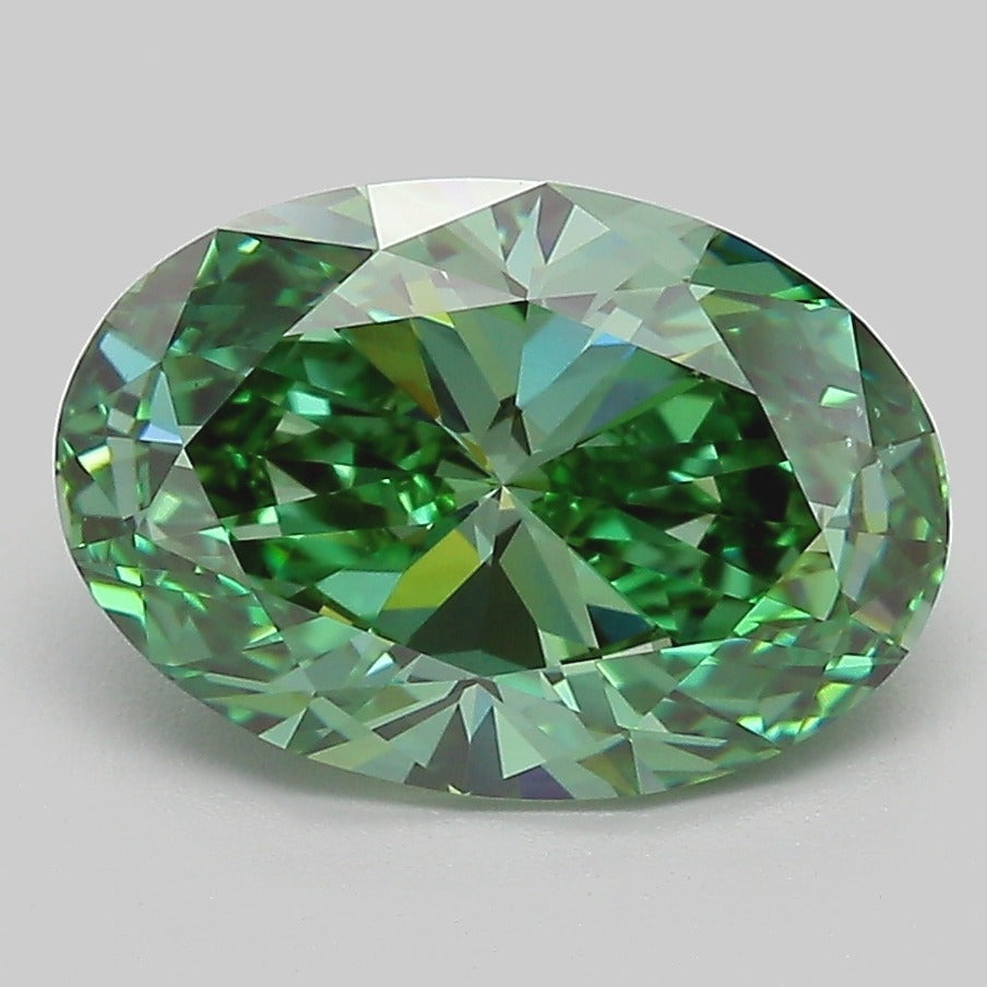 3.05 Carat Oval Lab Diamond with  Cut Diamond in 14KT  view 1

