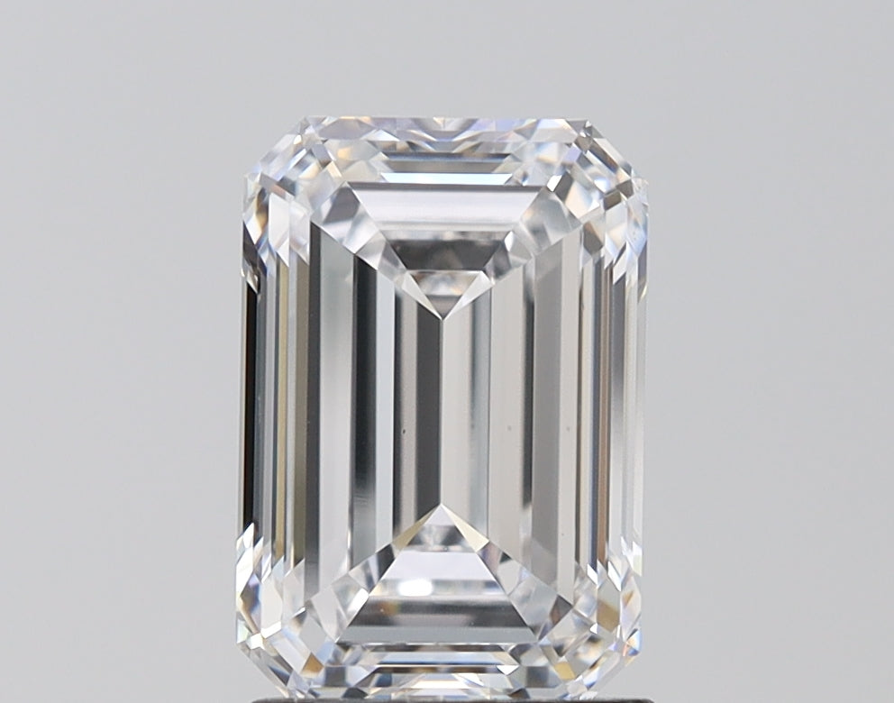 2.76 Carat Emerald Lab Diamond with  Cut Diamond in 14KT  view 1
