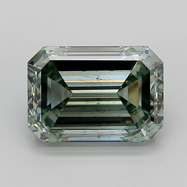3.23 Carat Emerald Lab Diamond with  Cut Diamond in 14KT  view 1
