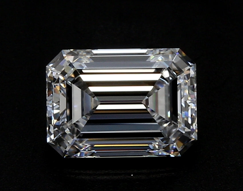 4.01 Carat Emerald Lab Diamond with  Cut Diamond in 14KT  view 1
