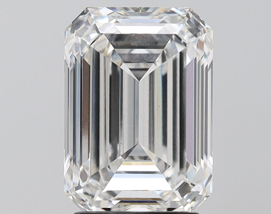 3.02 Carat Emerald Lab Diamond with  Cut Diamond in 14KT  view 1
