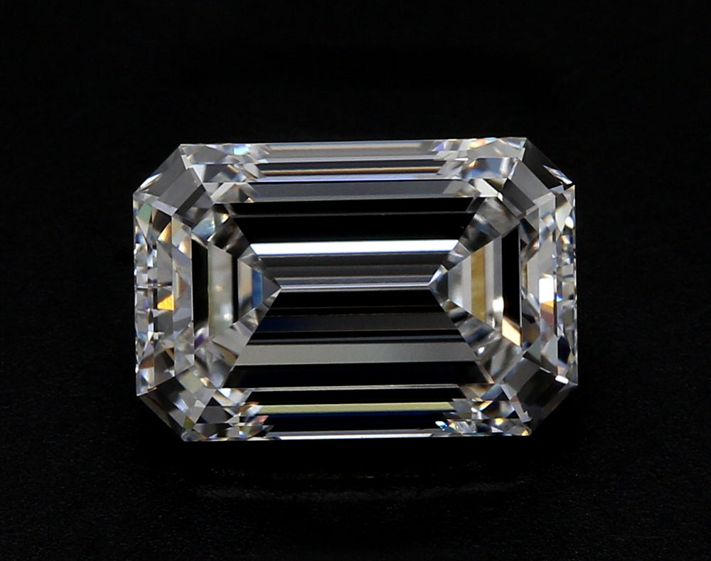 3.01 Carat Emerald Lab Diamond with  Cut Diamond in 14KT  view 1
