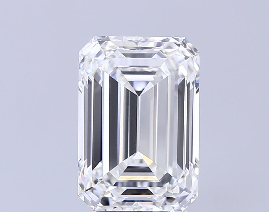 4.06 Carat Emerald Lab Diamond with  Cut Diamond in 14KT  view 1
