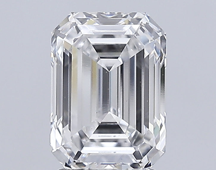 3.0 Carat Emerald Lab Diamond with  Cut Diamond in 14KT  view 1

