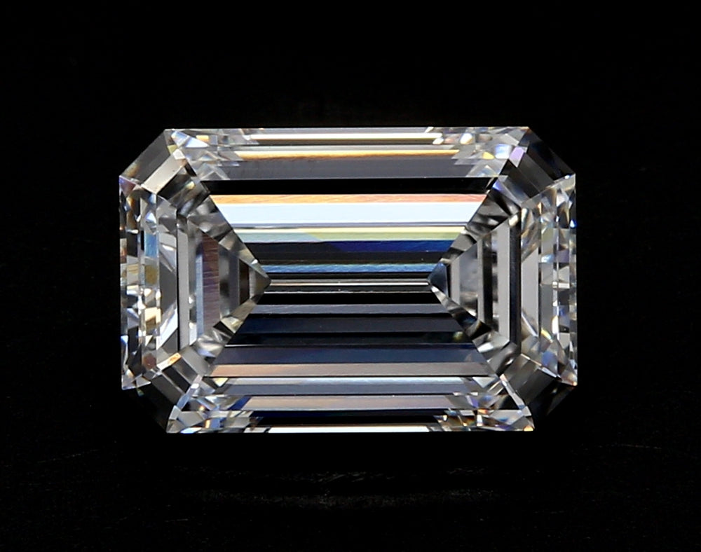 3.04 Carat Emerald Lab Diamond with  Cut Diamond in 14KT  view 1
