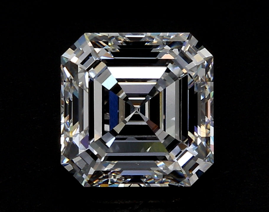 3.03 Carat Asscher Lab Diamond with  Cut Diamond in 14KT  view 1
