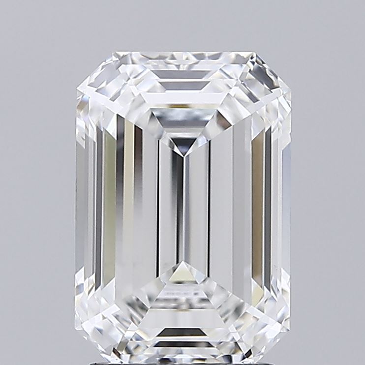 2.55 Carat Emerald Lab Diamond with  Cut Diamond in 14KT  view 1
