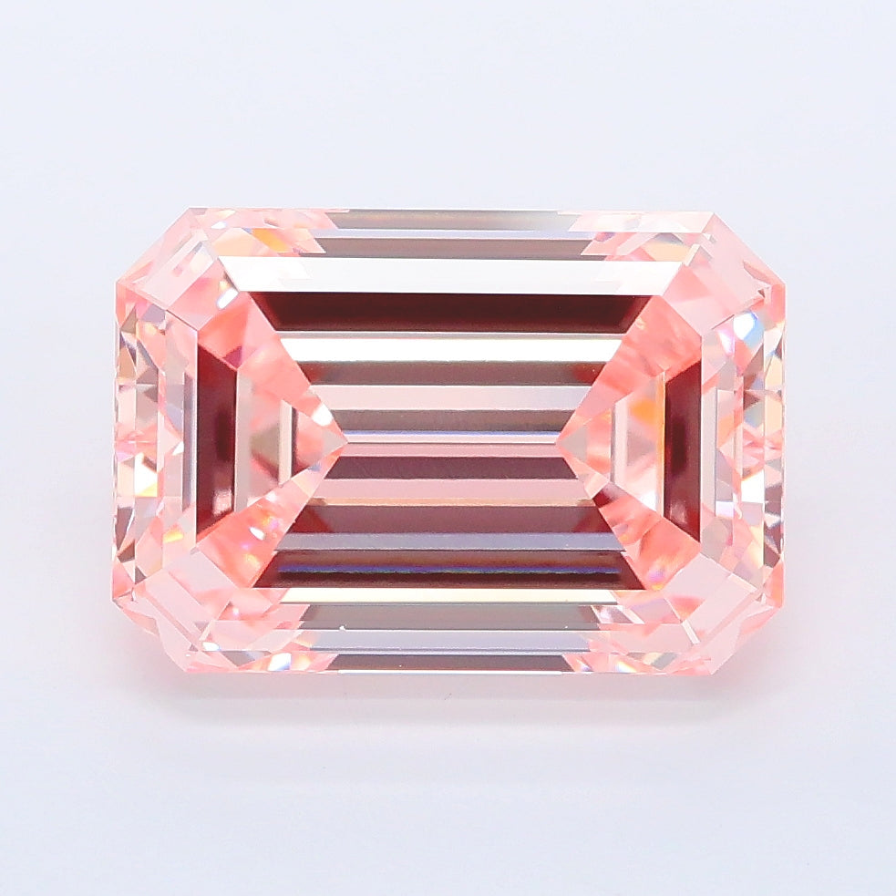 5.03 Carat Emerald Lab Diamond with  Cut Diamond in 14KT  view 1
