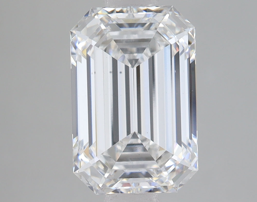2.72 Carat Emerald Lab Diamond with  Cut Diamond in 14KT  view 1
