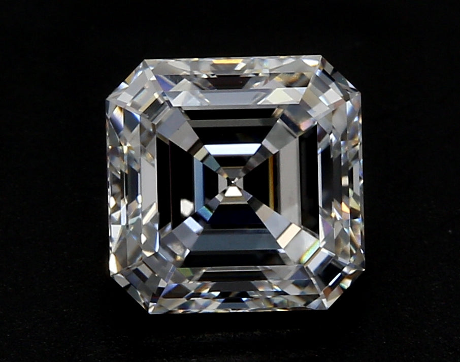 2.52 Carat Asscher Lab Diamond with  Cut Diamond in 14KT  view 1
