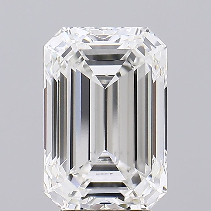 4.31 Carat Emerald Lab Diamond with  Cut Diamond in 14KT  view 1
