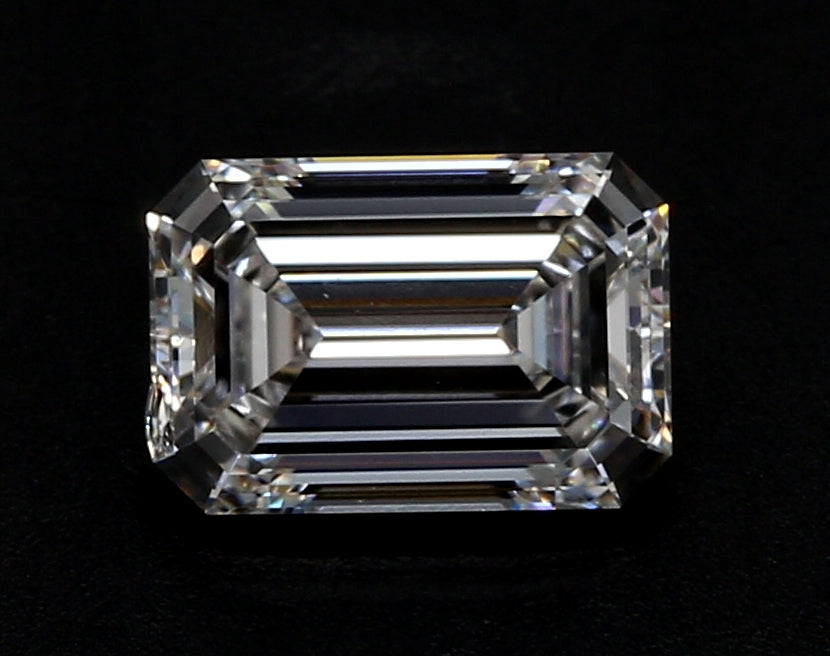 4.0 Carat Emerald Lab Diamond with  Cut Diamond in 14KT  view 1
