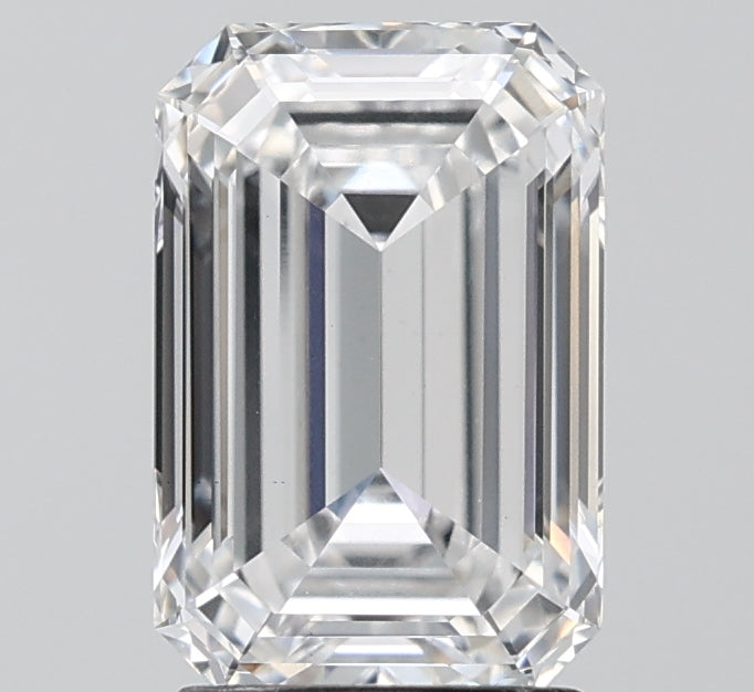 2.51 Carat Emerald Lab Diamond with  Cut Diamond in 14KT  view 1

