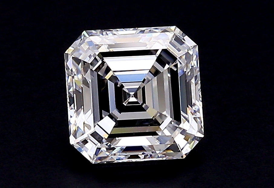 3.08 Carat Asscher Lab Diamond with  Cut Diamond in 14KT  view 1
