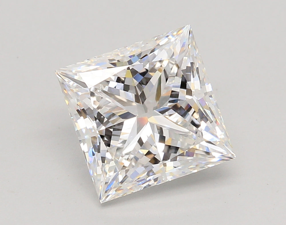 4.02 Carat Princess Lab Diamond with  Cut Diamond in 14KT  view 1
