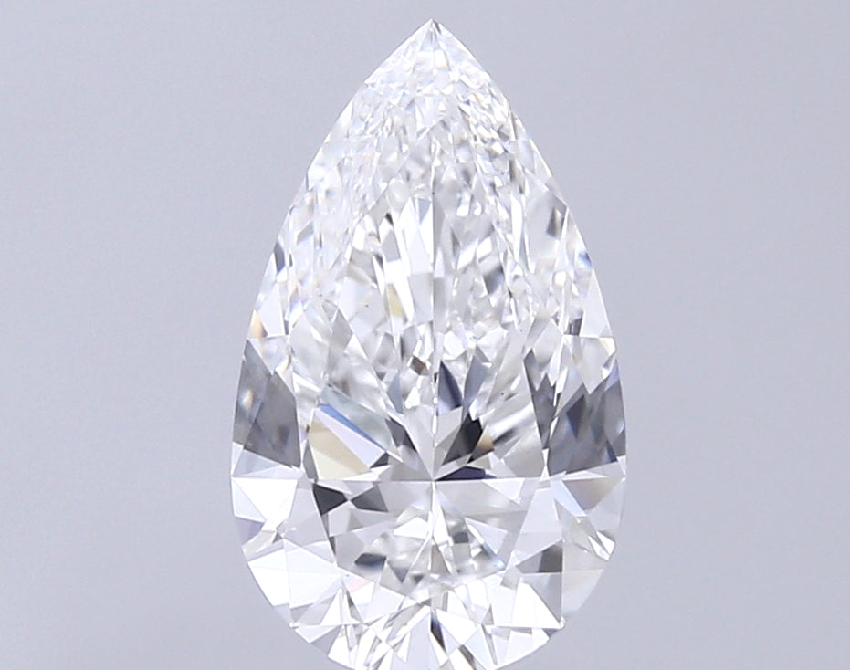 3.0 Carat Pear Lab Diamond with  Cut Diamond in 14KT  view 1
