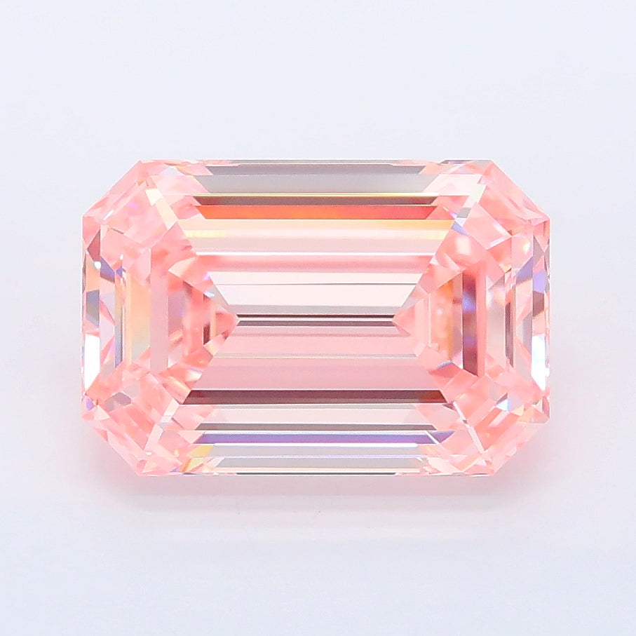 3.57 Carat Emerald Lab Diamond with  Cut Diamond in 14KT  view 1

