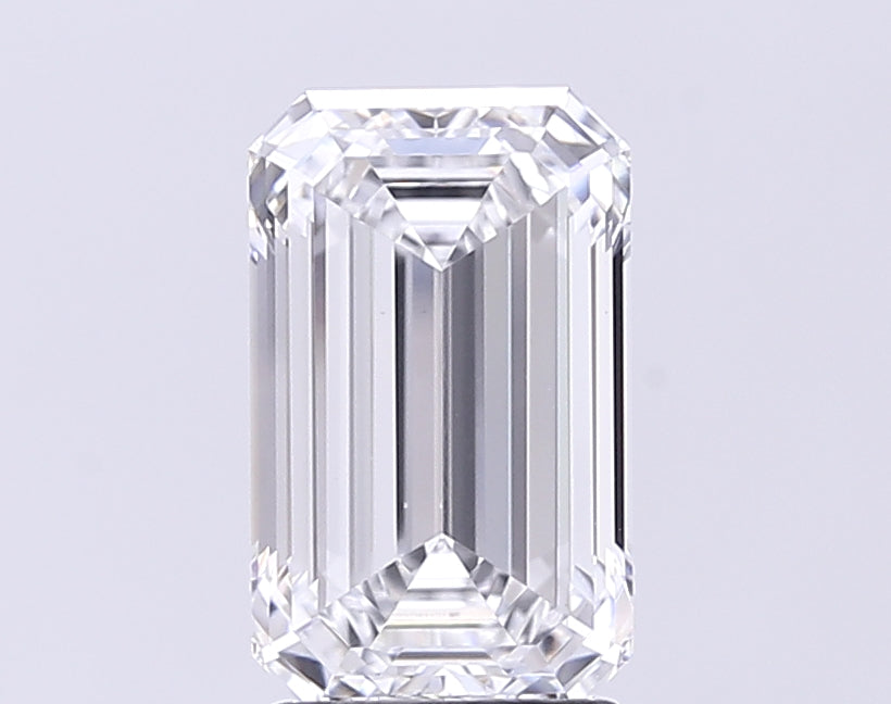 3.01 Carat Emerald Lab Diamond with  Cut Diamond in 14KT  view 1
