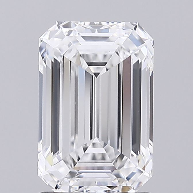 2.1 Carat Emerald Lab Diamond with  Cut Diamond in 14KT  view 1
