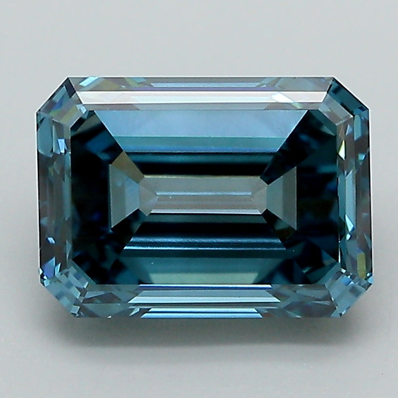 2.82 Carat Emerald Lab Diamond with  Cut Diamond in 14KT  view 1
